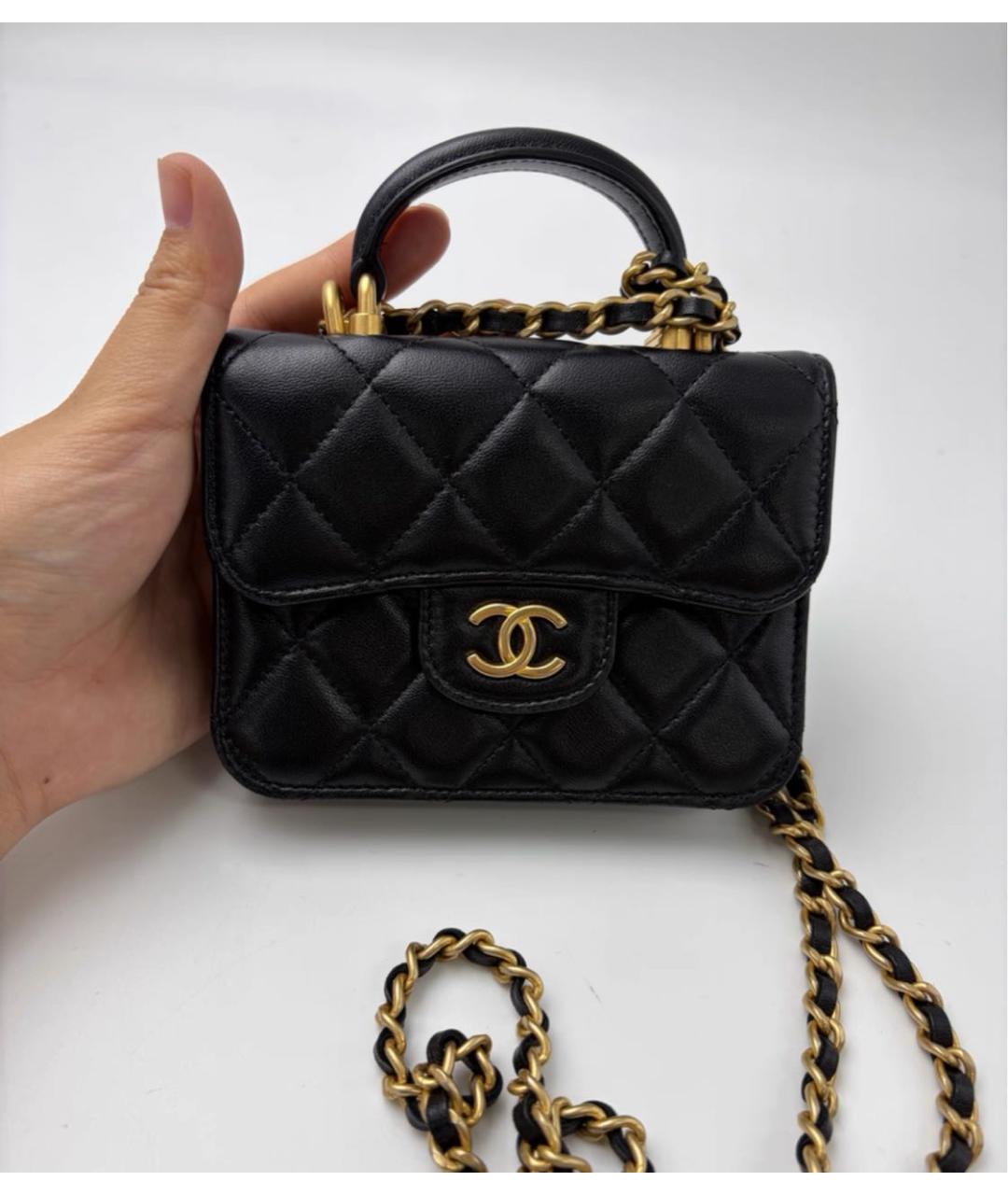 CHANEL Черная кожаная сумка через плечо, фото 6
