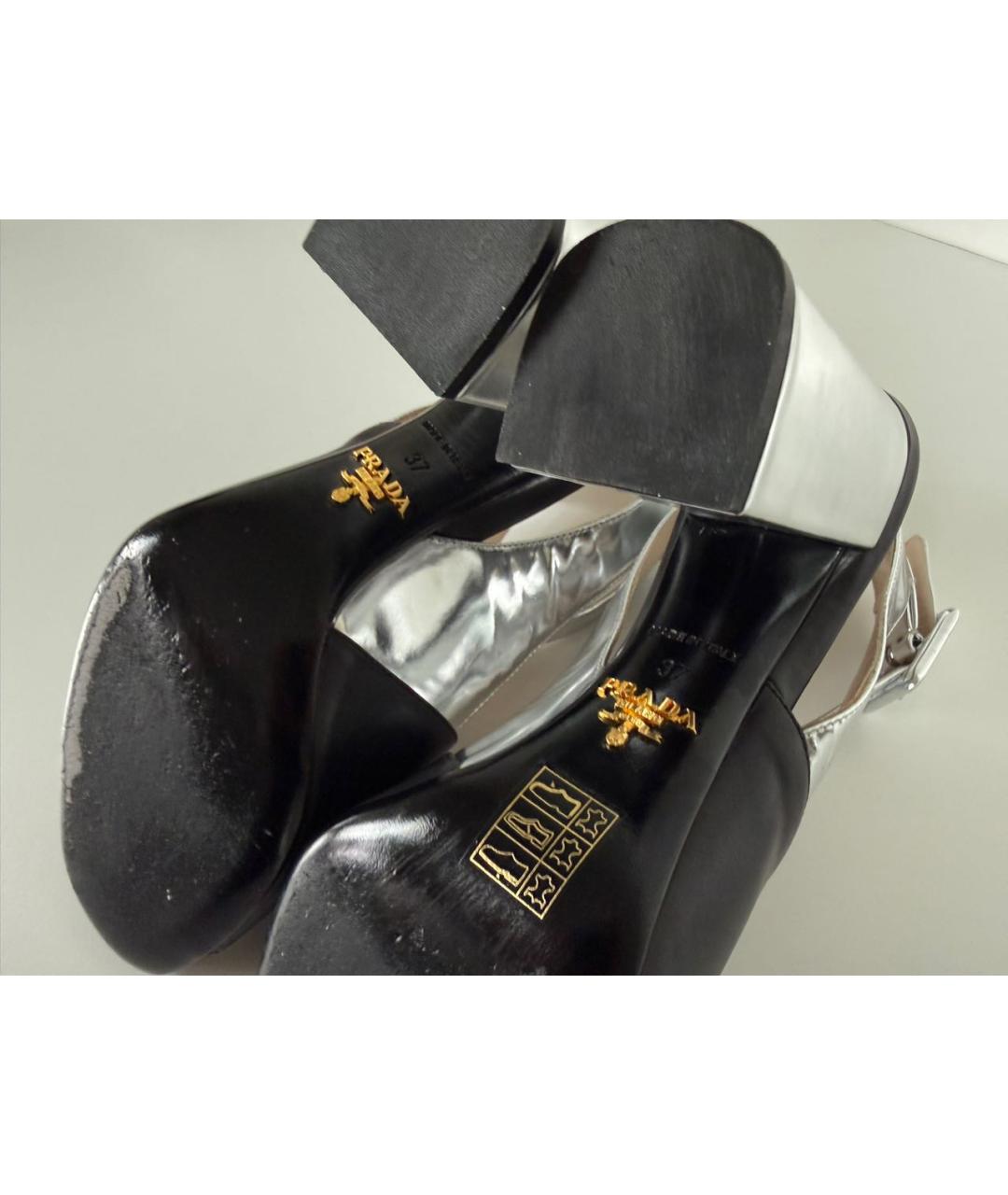 PRADA Черные кожаные босоножки, фото 6