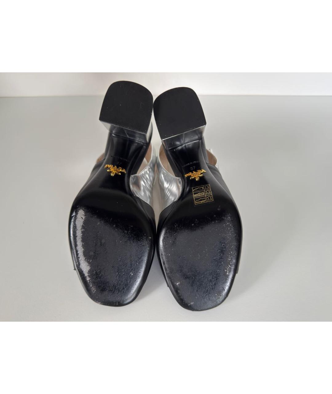 PRADA Черные кожаные босоножки, фото 7