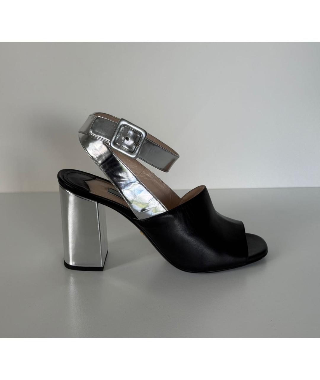 PRADA Черные кожаные босоножки, фото 9