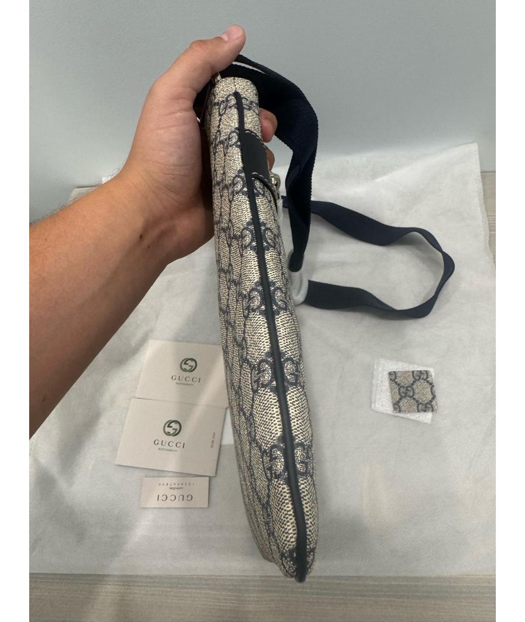 GUCCI Бежевая сумка на плечо из канвы, фото 5