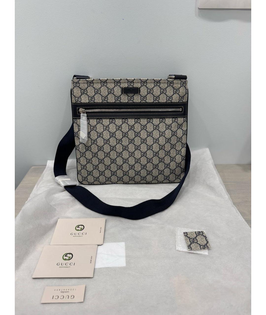 GUCCI Бежевая сумка на плечо из канвы, фото 2
