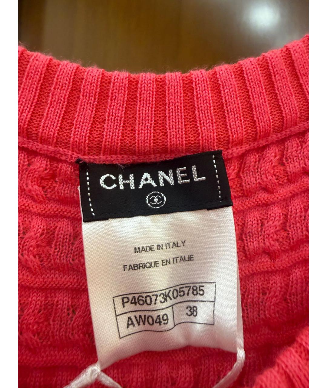 CHANEL Коралловое кашемировое повседневное платье, фото 3
