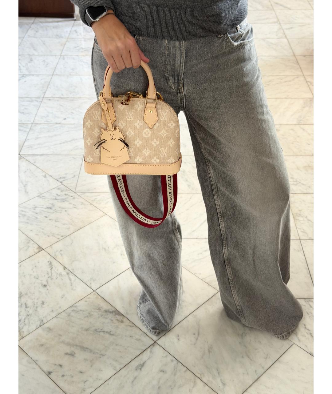 LOUIS VUITTON Бежевая сумка с короткими ручками из канвы, фото 6