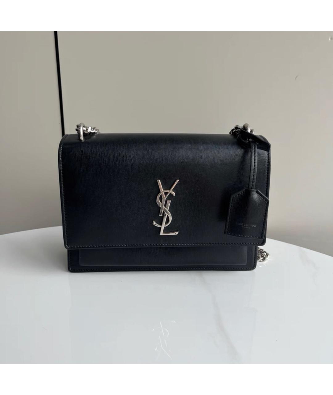 SAINT LAURENT Черная кожаная сумка через плечо, фото 6