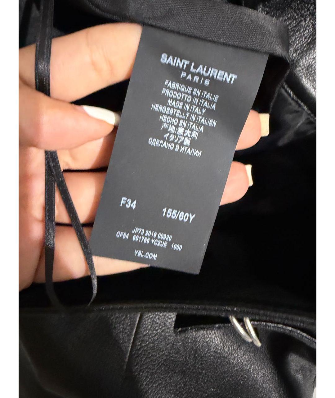 SAINT LAURENT Черные кожаные брюки широкие, фото 6