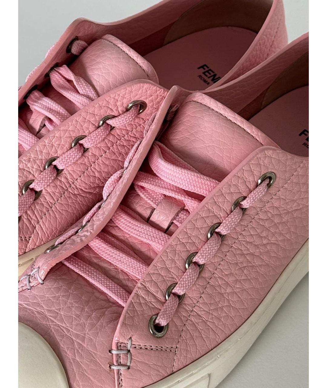FENDI Розовые кожаные кеды, фото 7