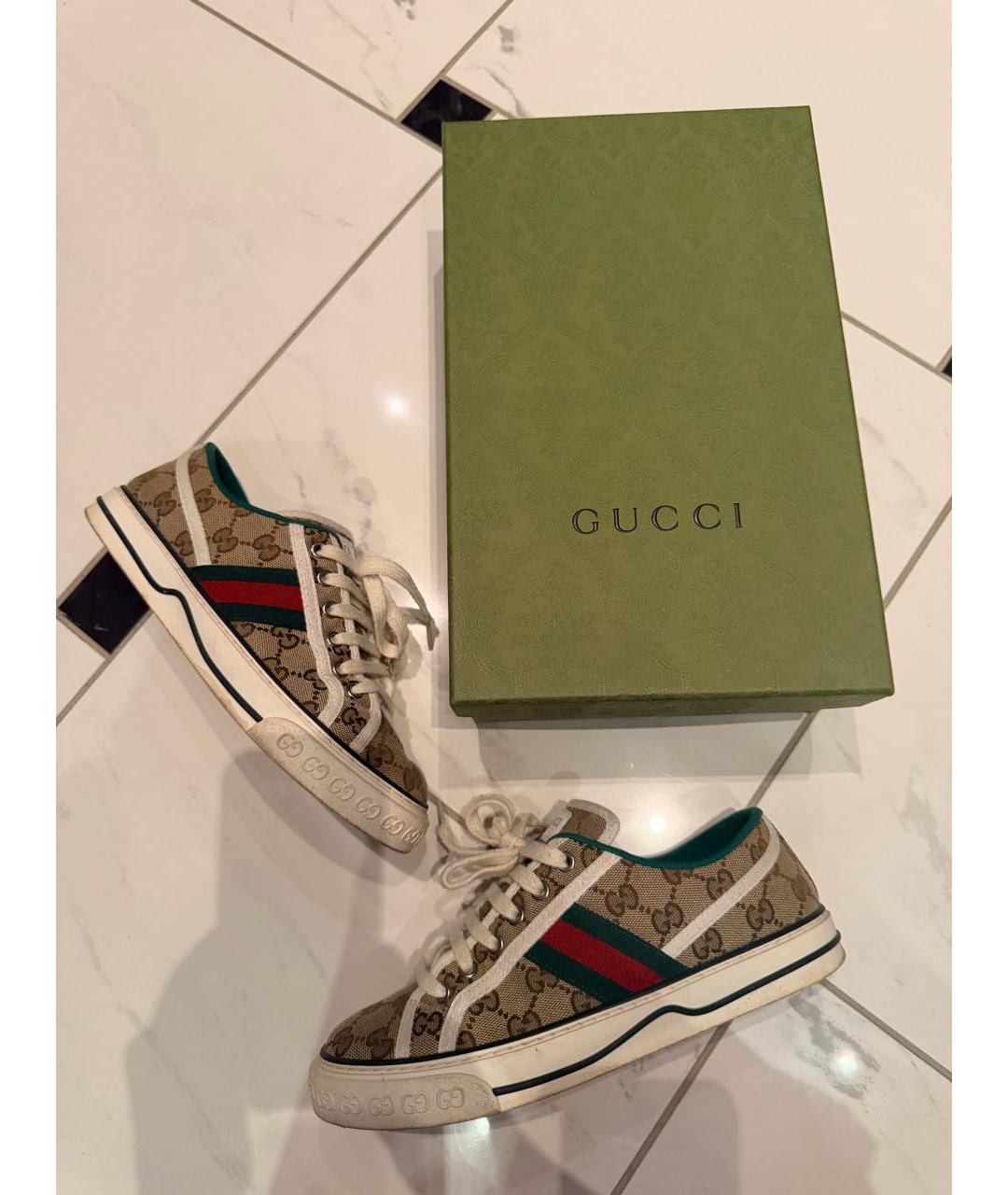 GUCCI Бежевые текстильные кеды, фото 5
