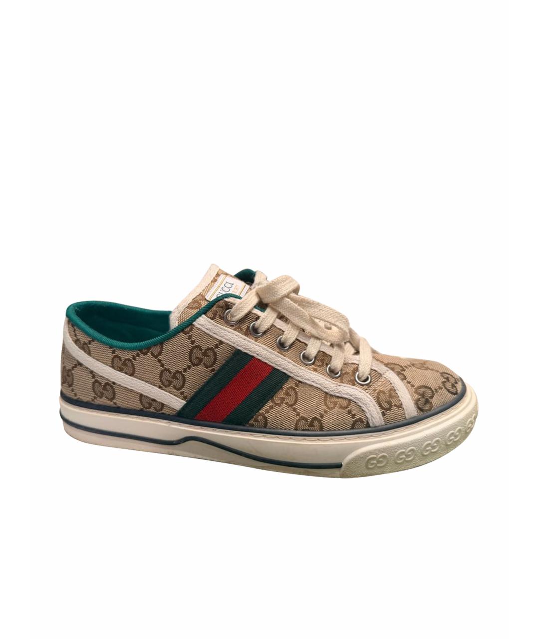 GUCCI Бежевые текстильные кеды, фото 1