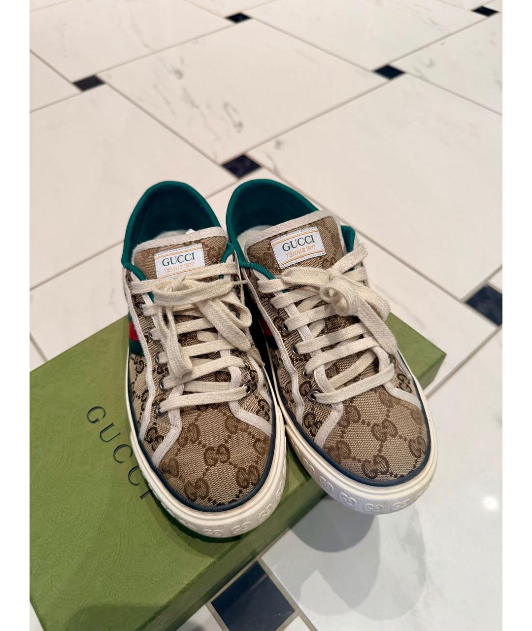 GUCCI Бежевые текстильные кеды, фото 2