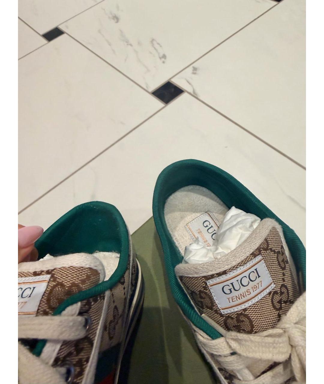GUCCI Бежевые текстильные кеды, фото 4