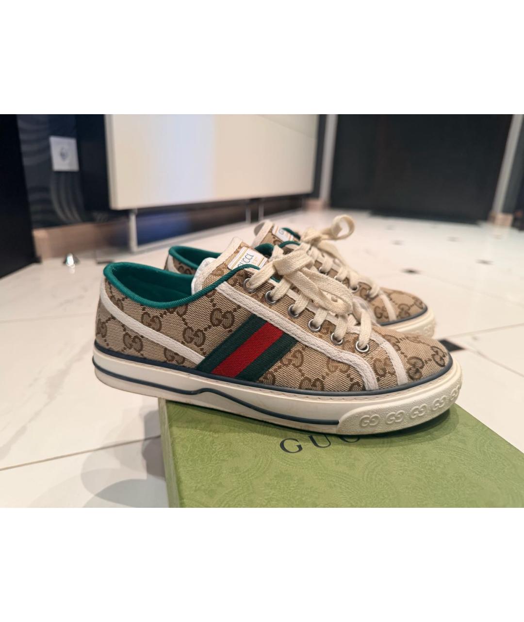 GUCCI Бежевые текстильные кеды, фото 6