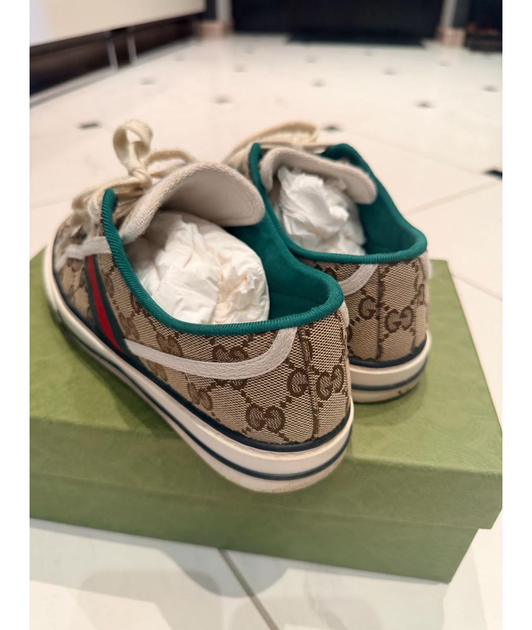 GUCCI Бежевые текстильные кеды, фото 3