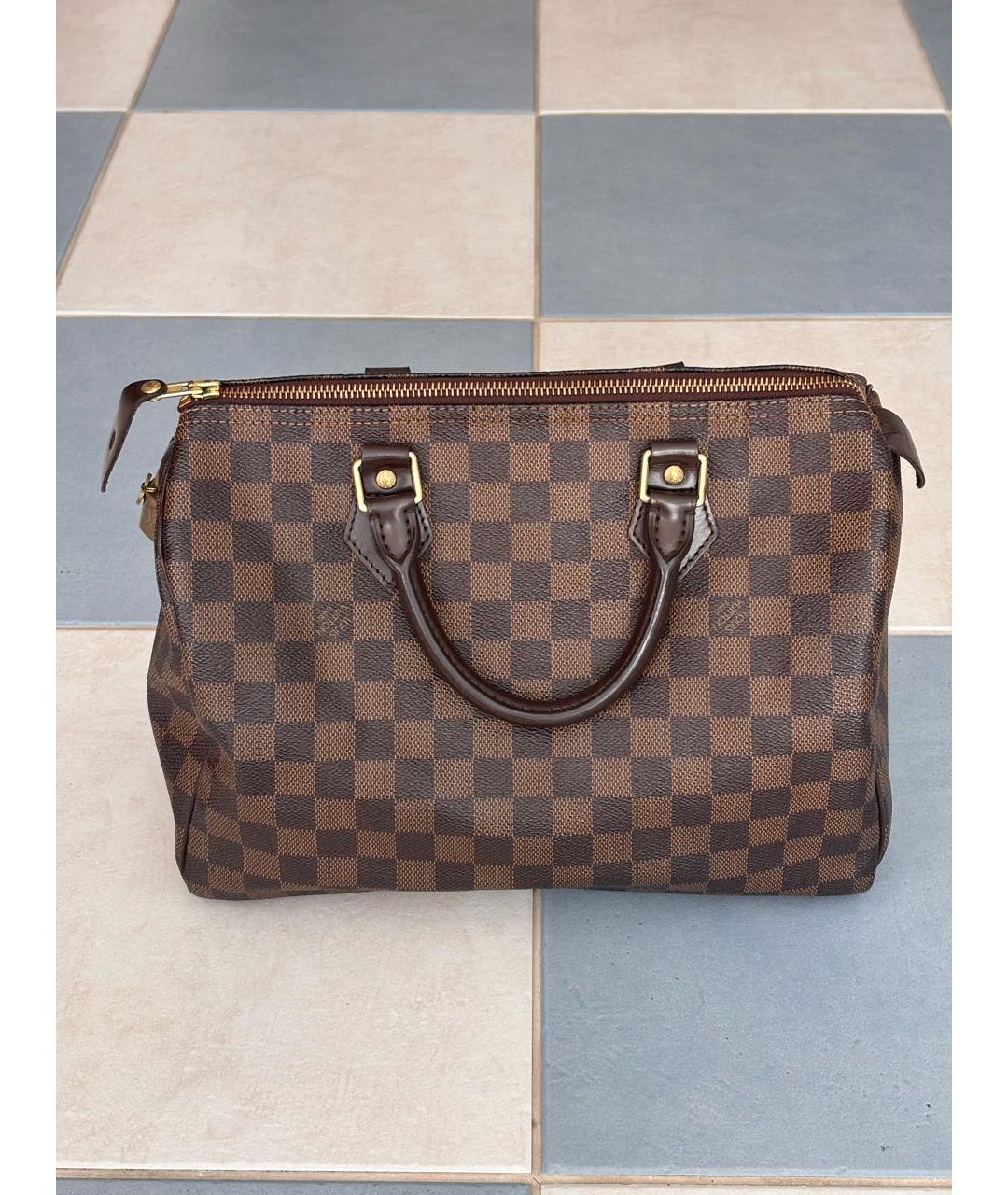 LOUIS VUITTON Коричневая сумка с короткими ручками из канвы, фото 5