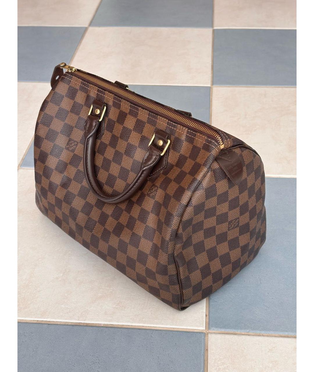LOUIS VUITTON Коричневая сумка с короткими ручками из канвы, фото 2
