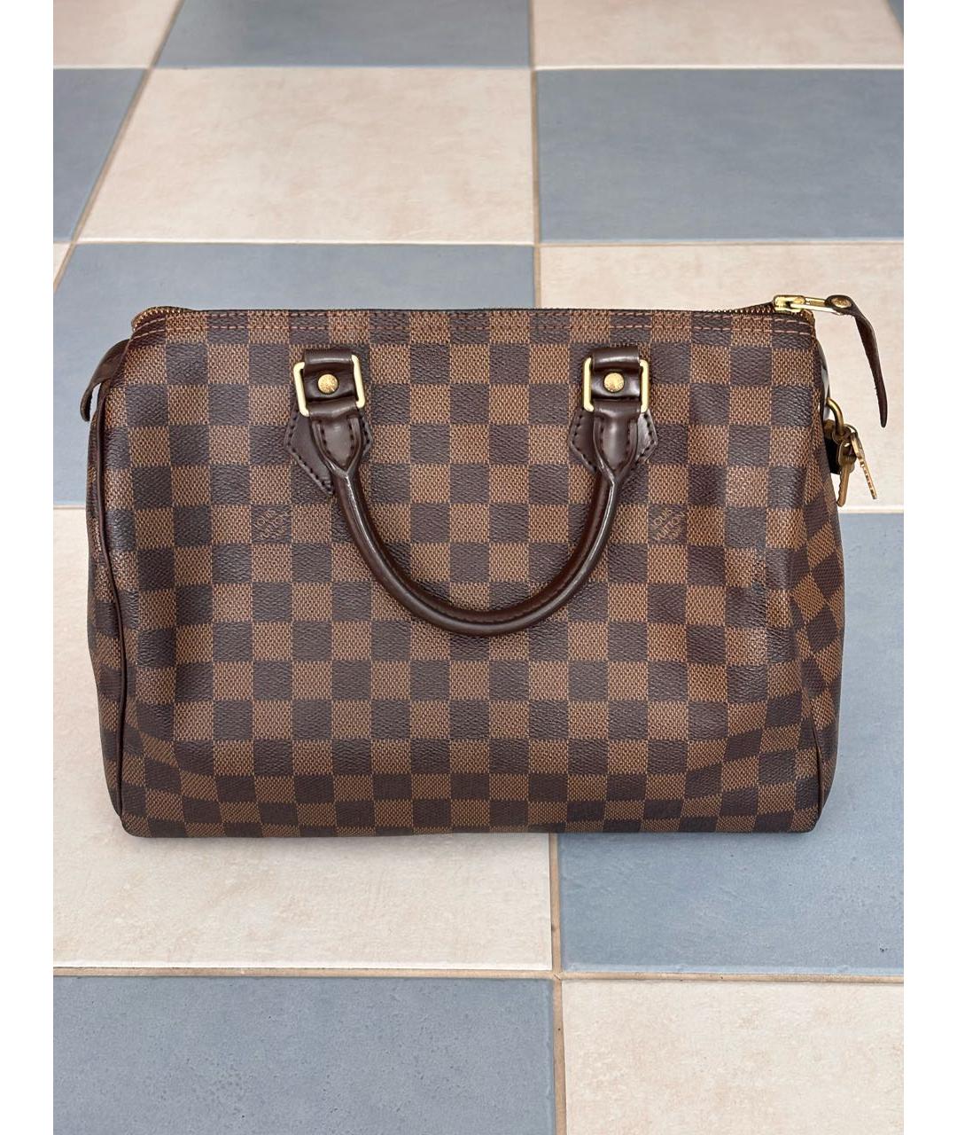 LOUIS VUITTON Коричневая сумка с короткими ручками из канвы, фото 3