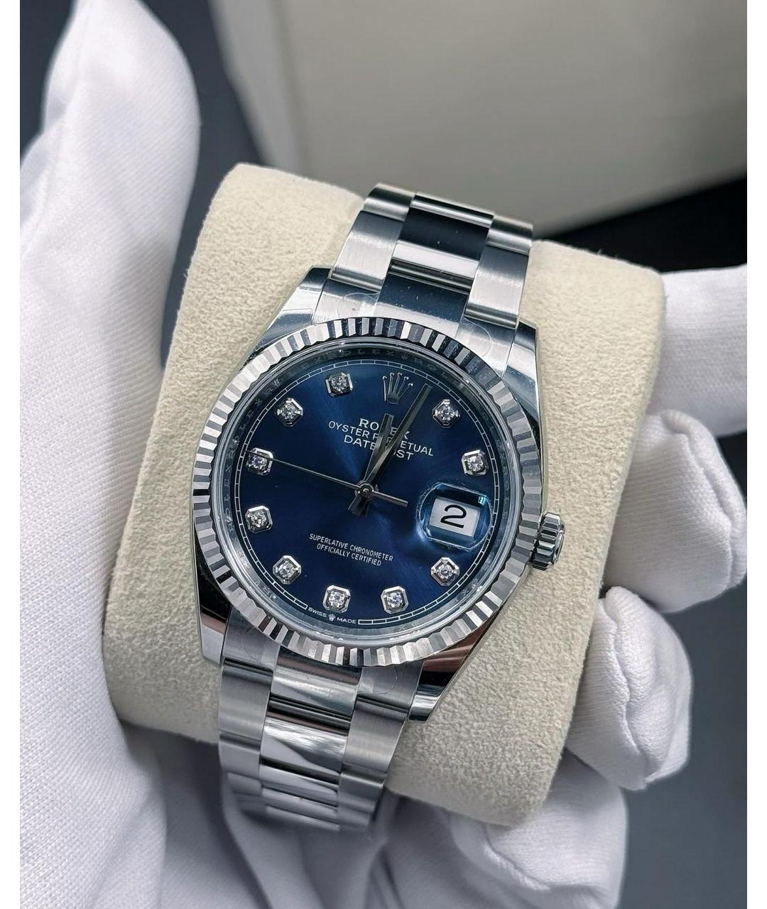 ROLEX Синие часы из белого золота, фото 2