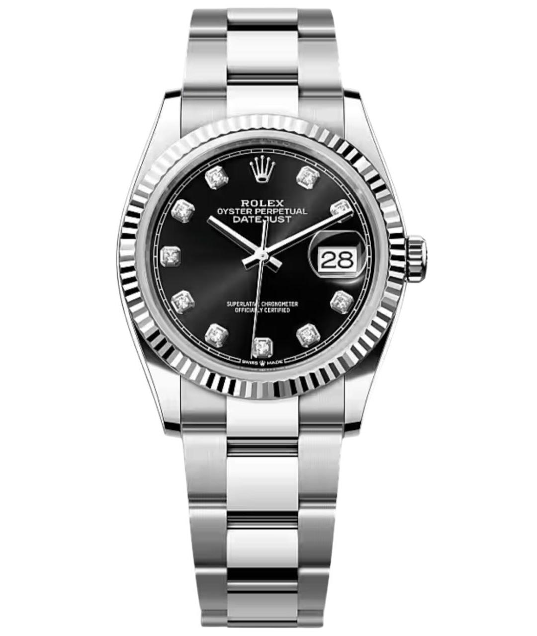 ROLEX Черные часы из белого золота, фото 1