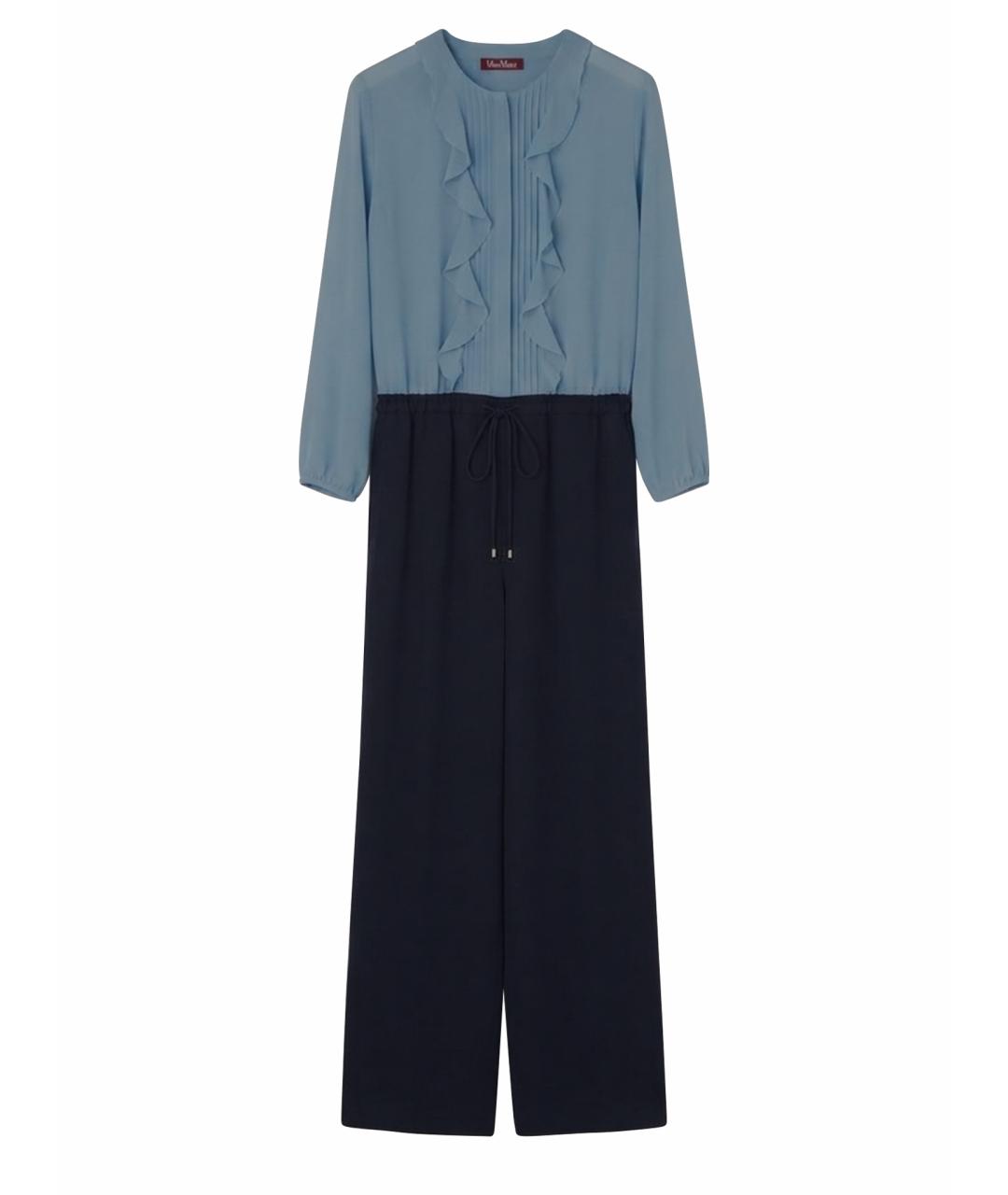 MAX MARA Голубой шелковый комбинезон, фото 1