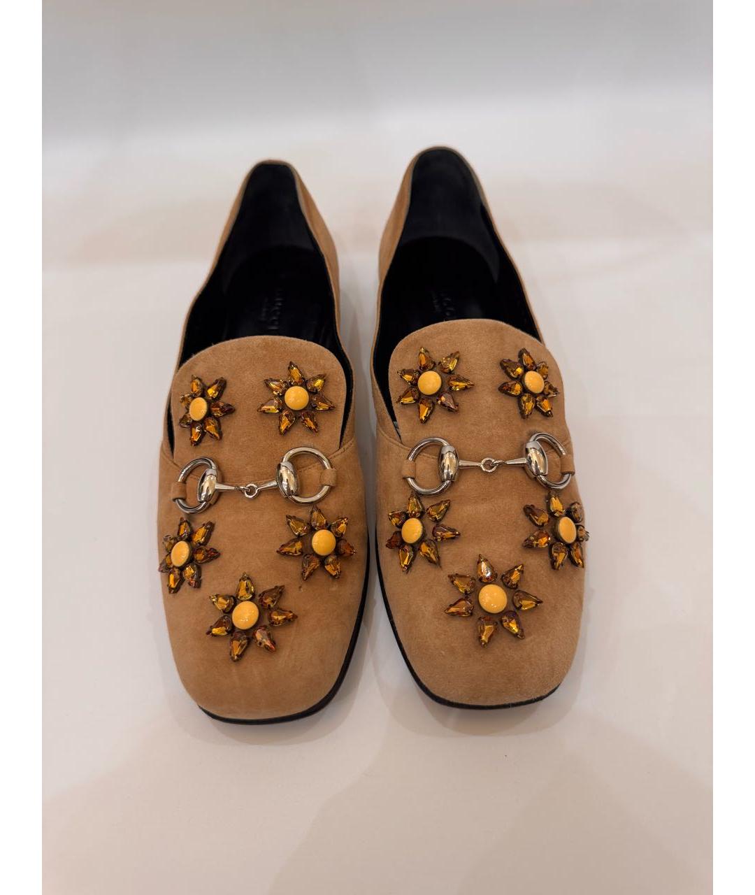 GUCCI Бежевые замшевые лоферы, фото 2