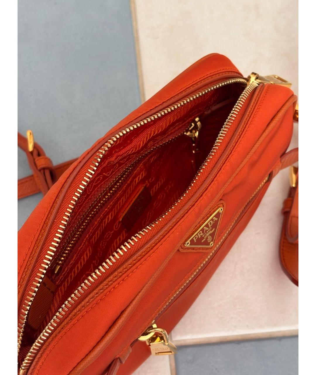 PRADA Оранжевая нейлоновая сумка через плечо, фото 4