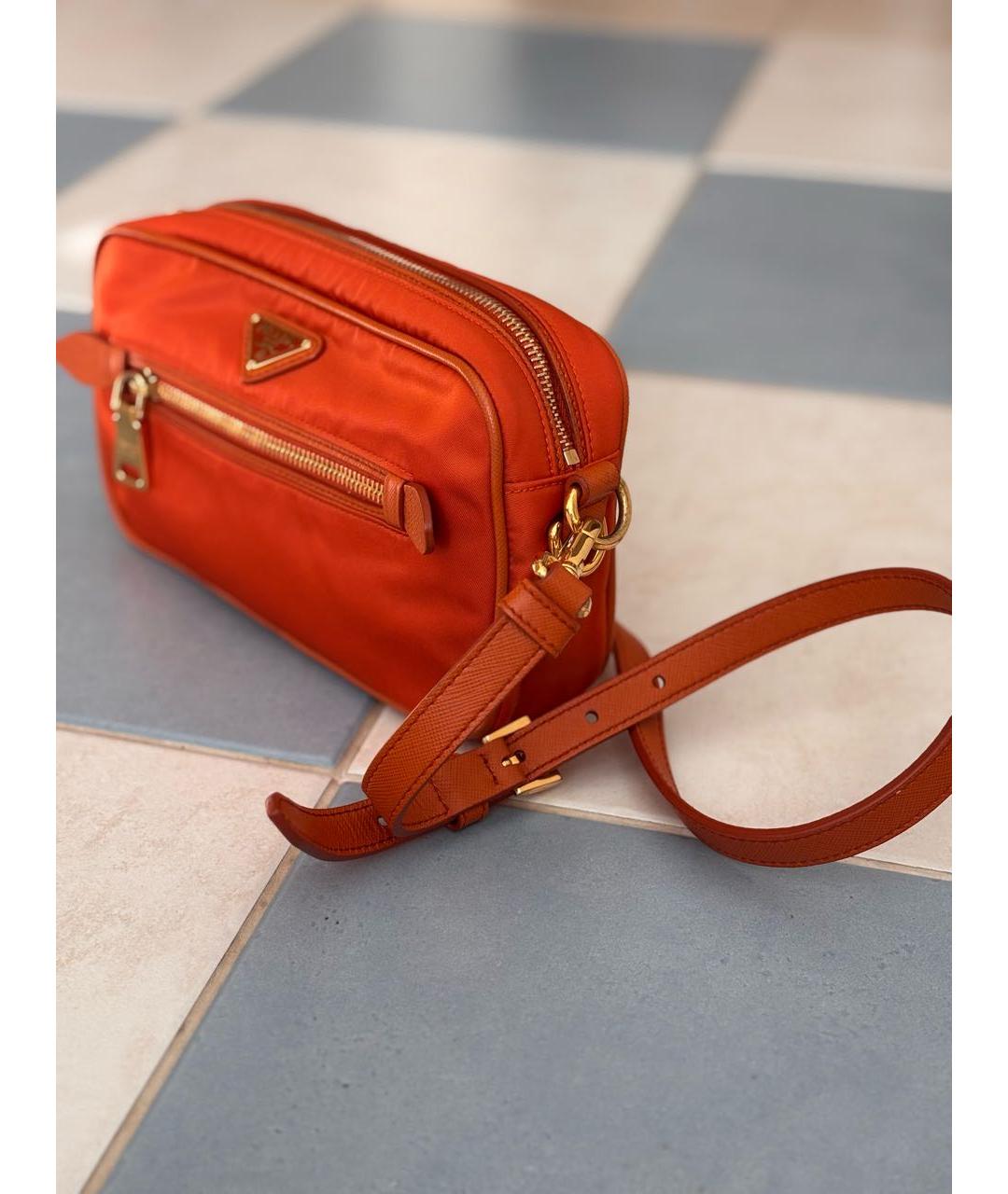 PRADA Оранжевая нейлоновая сумка через плечо, фото 2