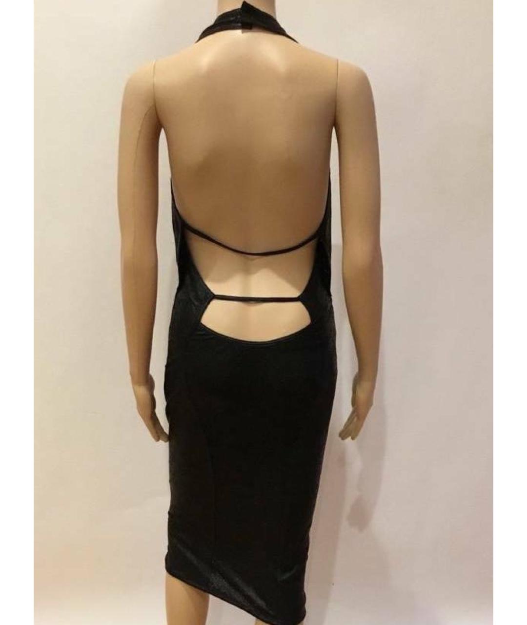 VERSACE Черное кожаное коктейльное платье, фото 2
