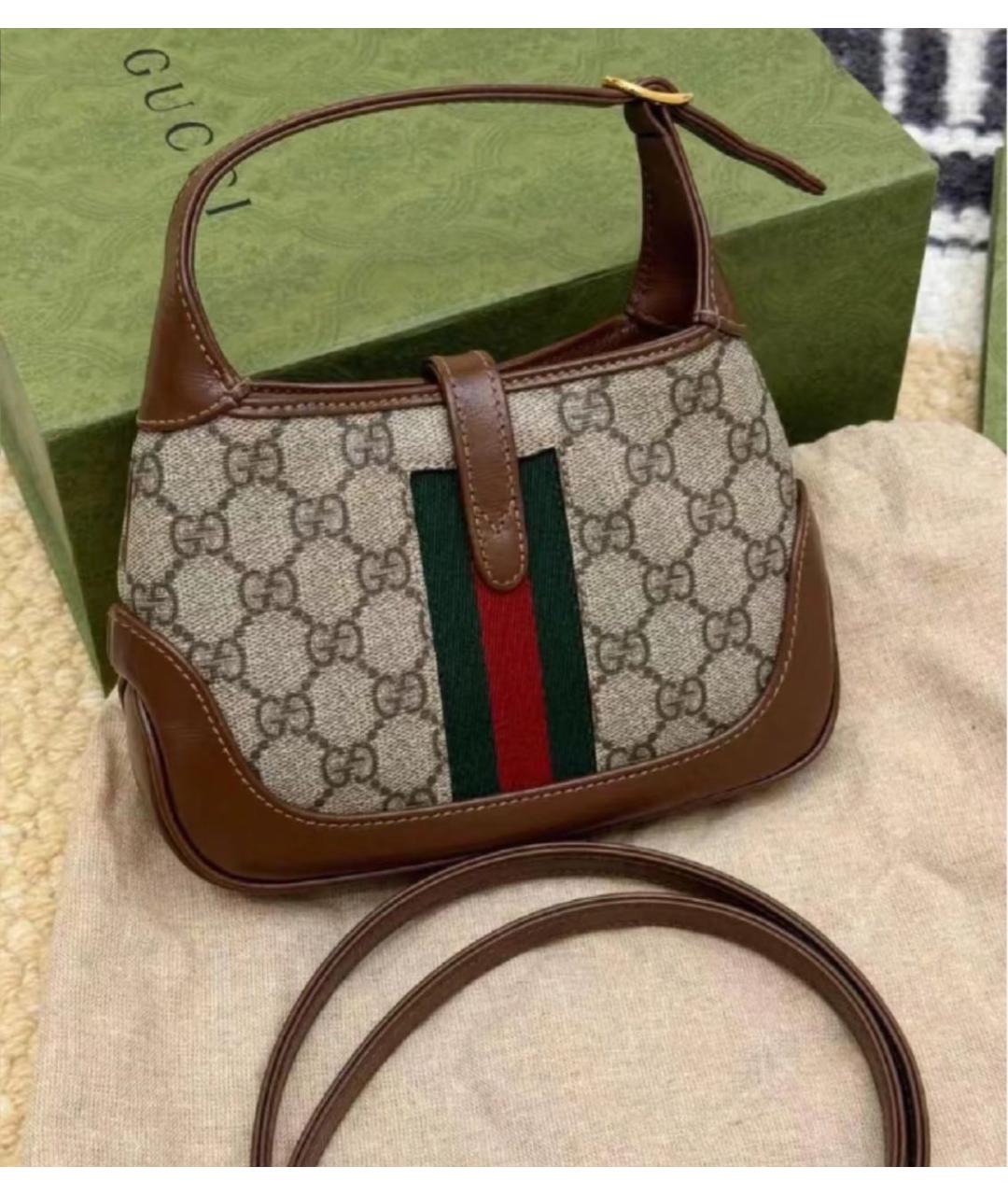 GUCCI Бежевая сумка через плечо из канвы, фото 6