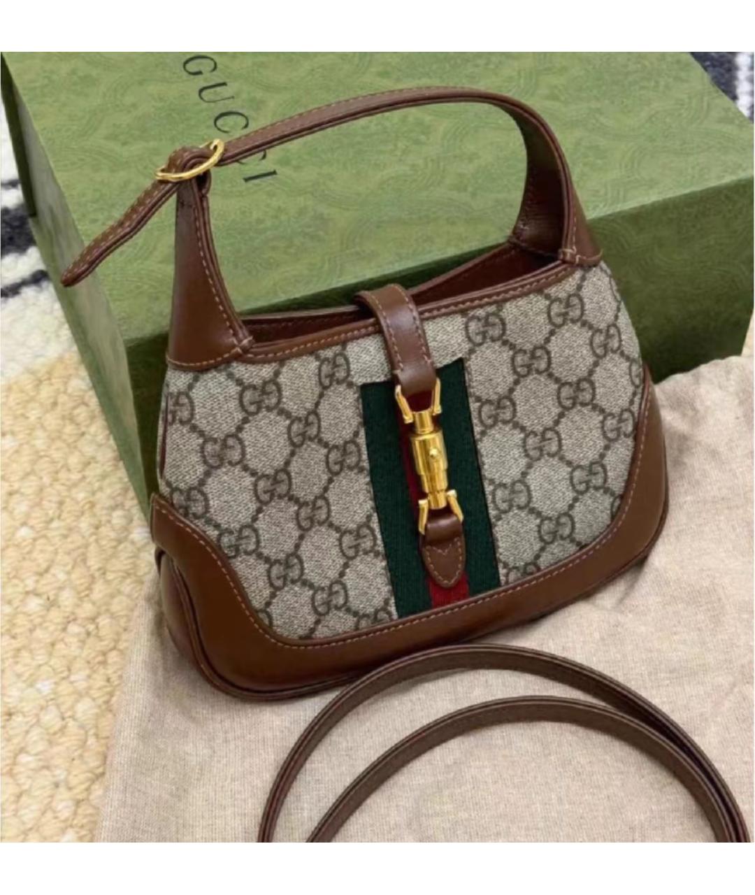 GUCCI Бежевая сумка через плечо из канвы, фото 5