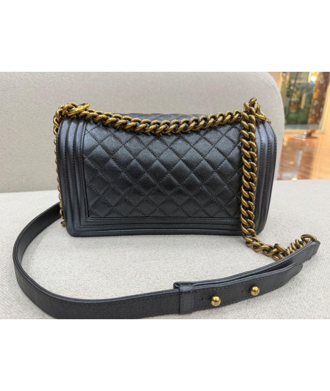 CHANEL Антрацитовая кожаная сумка через плечо, фото 3