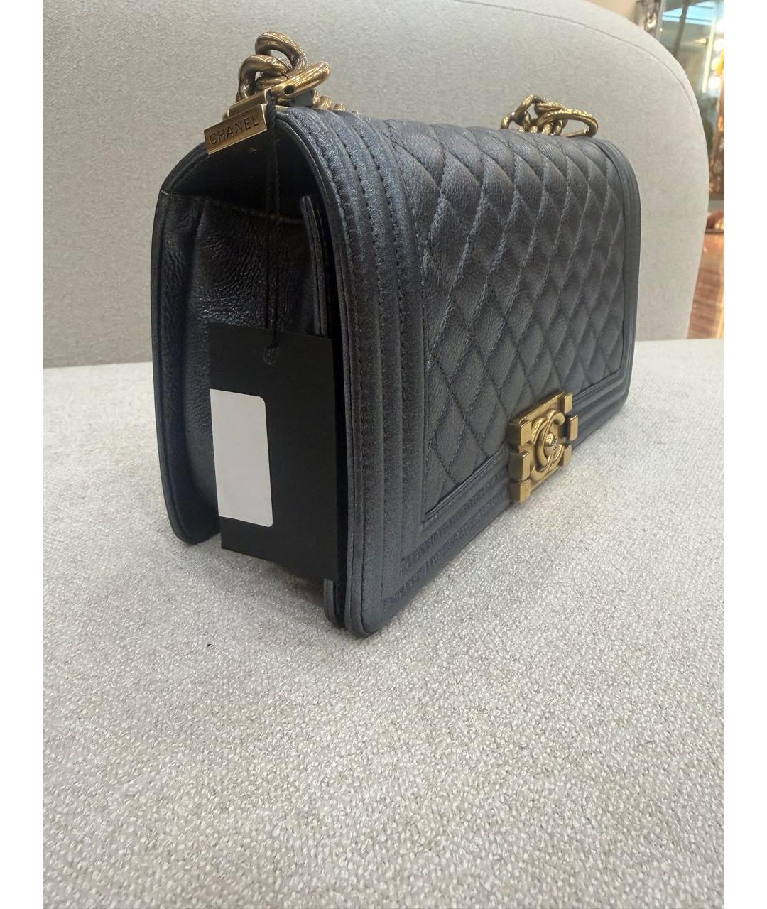 CHANEL Антрацитовая кожаная сумка через плечо, фото 2