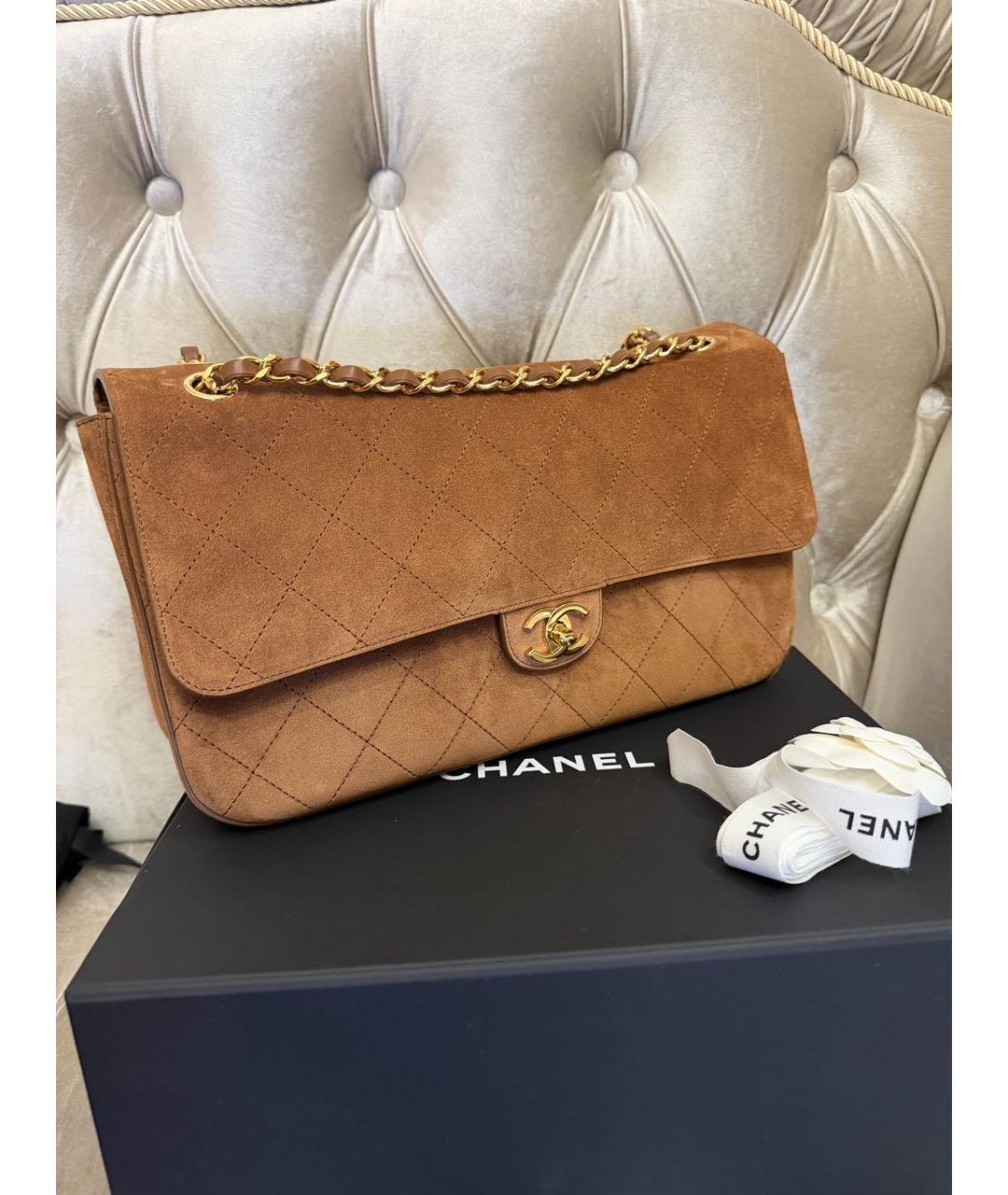 CHANEL Коричневая замшевая сумка через плечо, фото 2