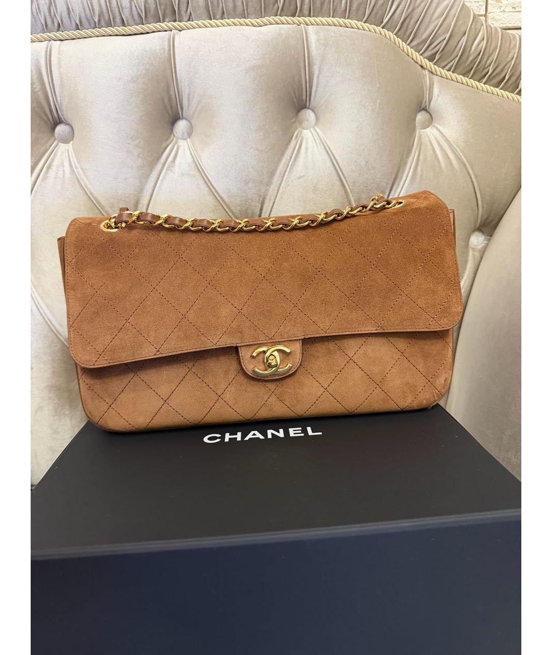 CHANEL Коричневая замшевая сумка через плечо, фото 8