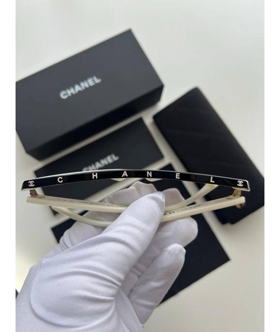 CHANEL Бежевые пластиковые солнцезащитные очки, фото 2