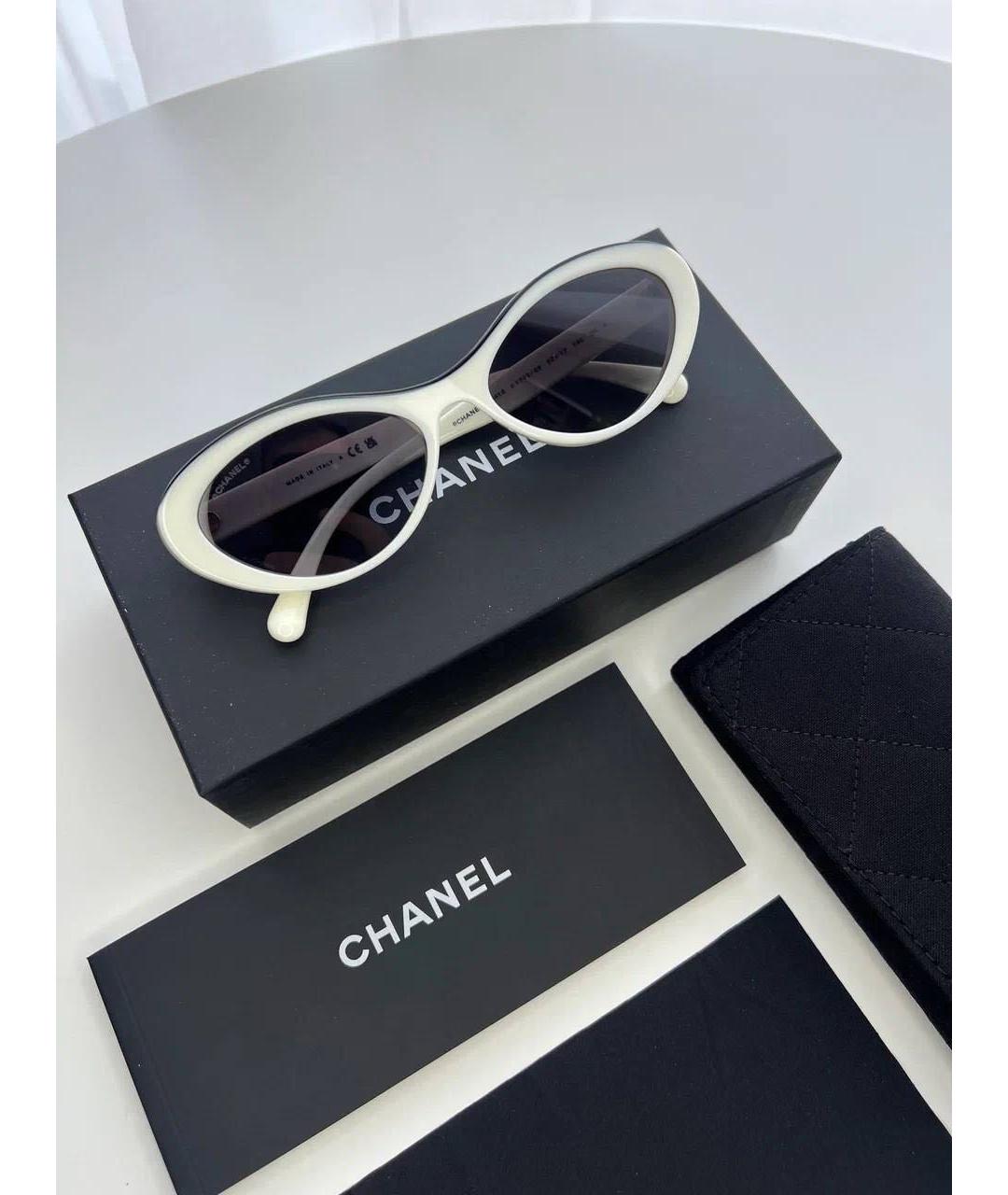CHANEL Бежевые пластиковые солнцезащитные очки, фото 3