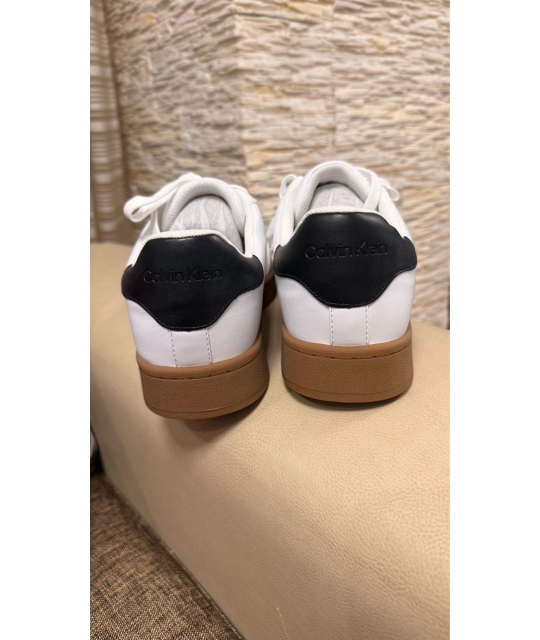 CALVIN KLEIN Белые низкие кроссовки / кеды из искусственной кожи, фото 4