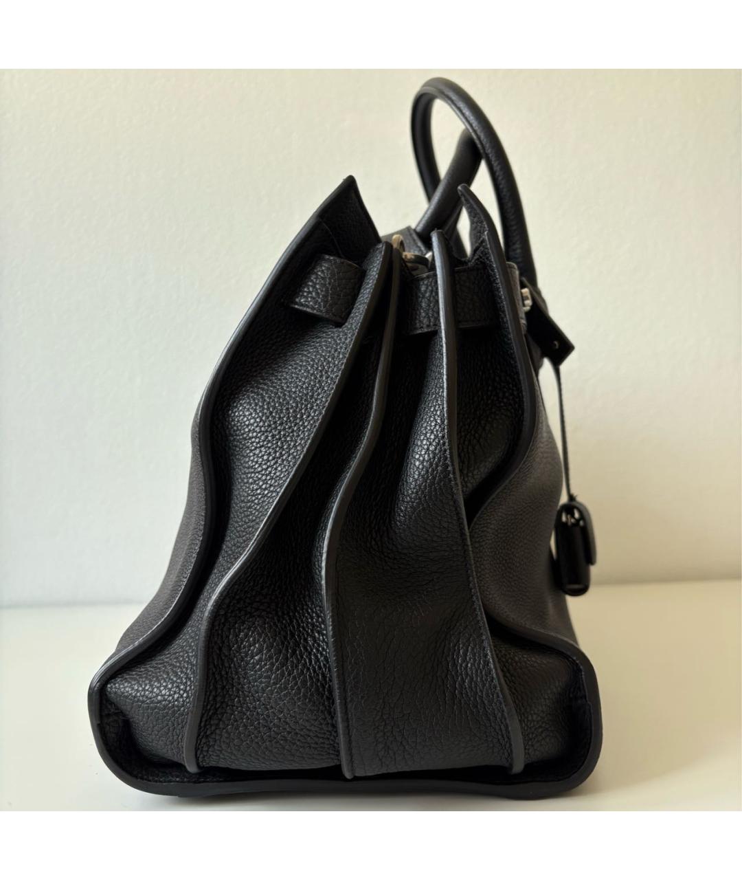 SAINT LAURENT Черная кожаная сумка тоут, фото 5