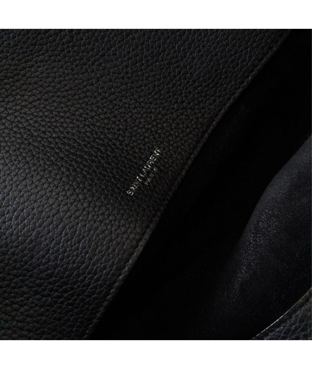 SAINT LAURENT Черная кожаная сумка тоут, фото 8