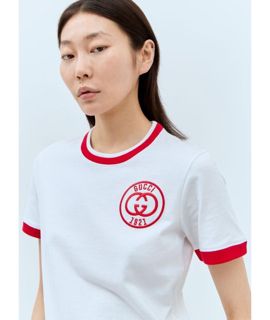 GUCCI Белая хлопковая футболка, фото 3