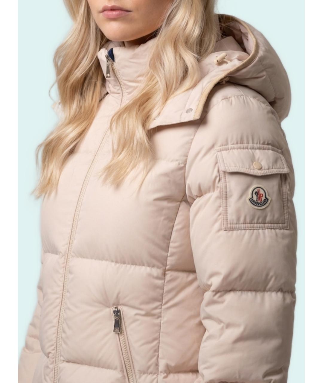 MONCLER Бежевый полиэстеровый пуховик, фото 3