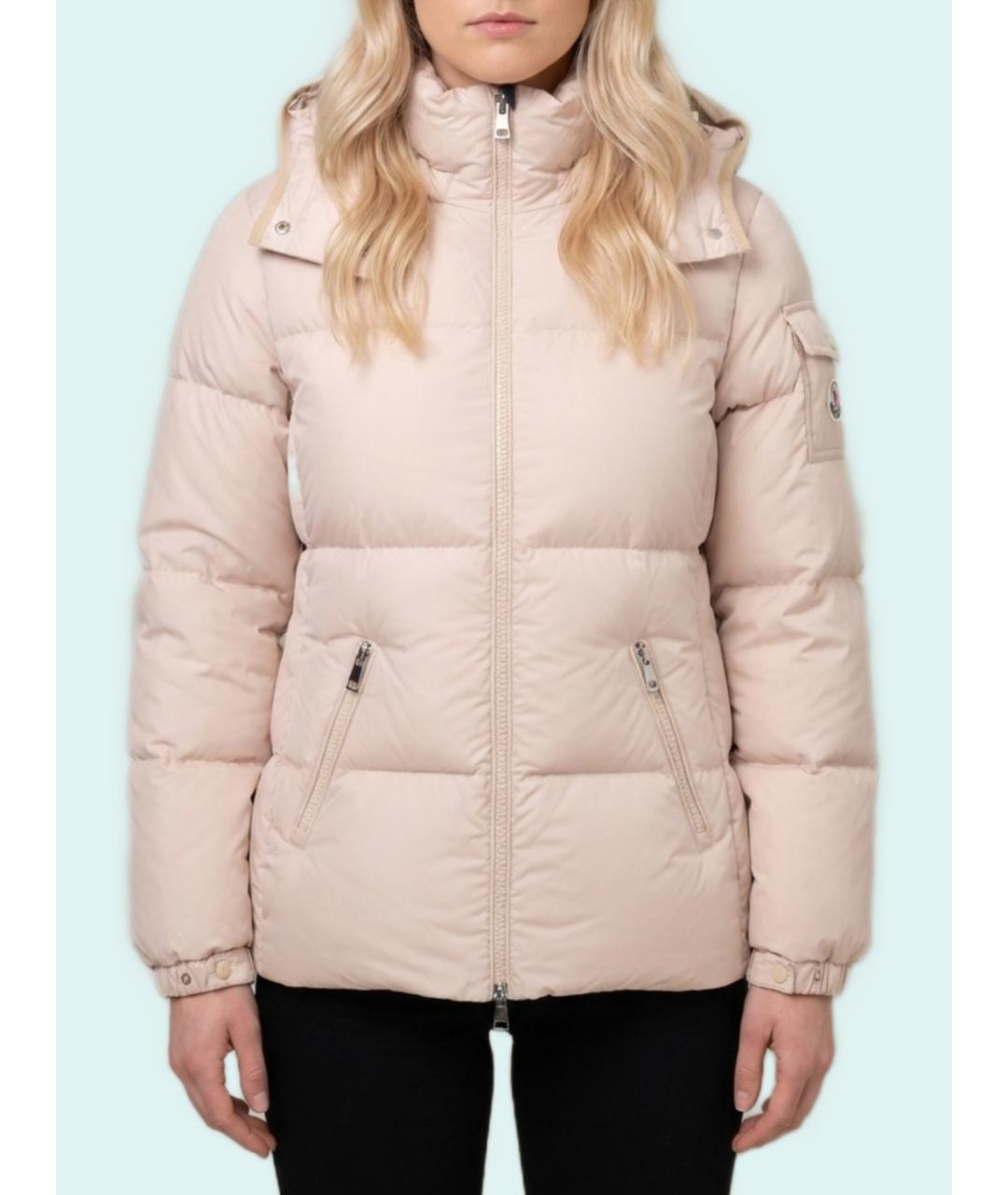 MONCLER Бежевый полиэстеровый пуховик, фото 4