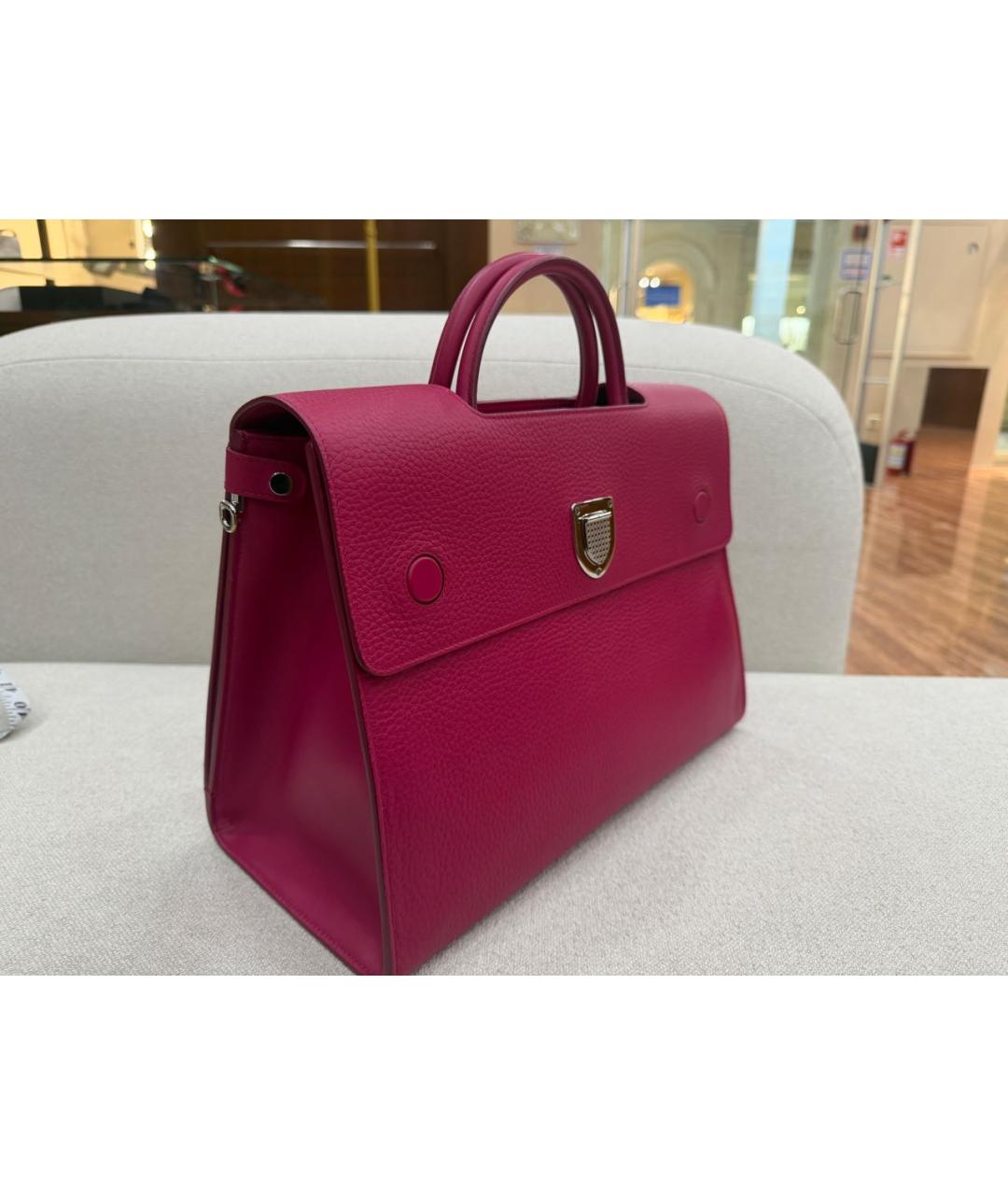 CHRISTIAN DIOR Фуксия кожаная сумка с короткими ручками, фото 2