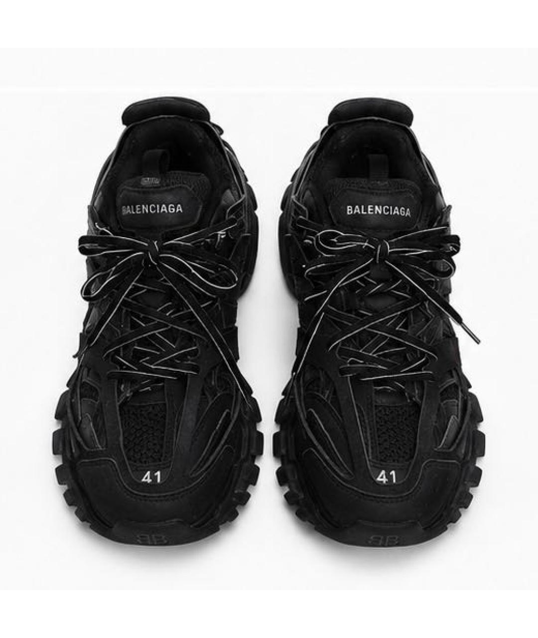 BALENCIAGA Черные кожаные высокие кроссовки / кеды, фото 2