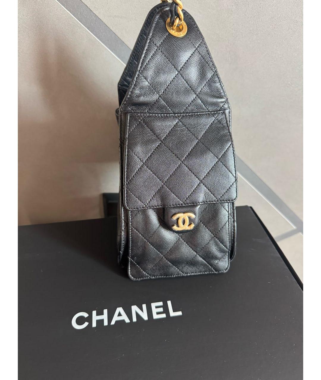 CHANEL Черная кожаная сумка через плечо, фото 6