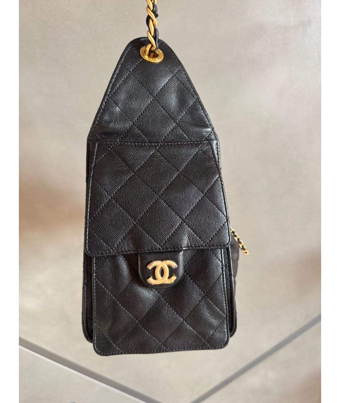 CHANEL Черная кожаная сумка через плечо, фото 3