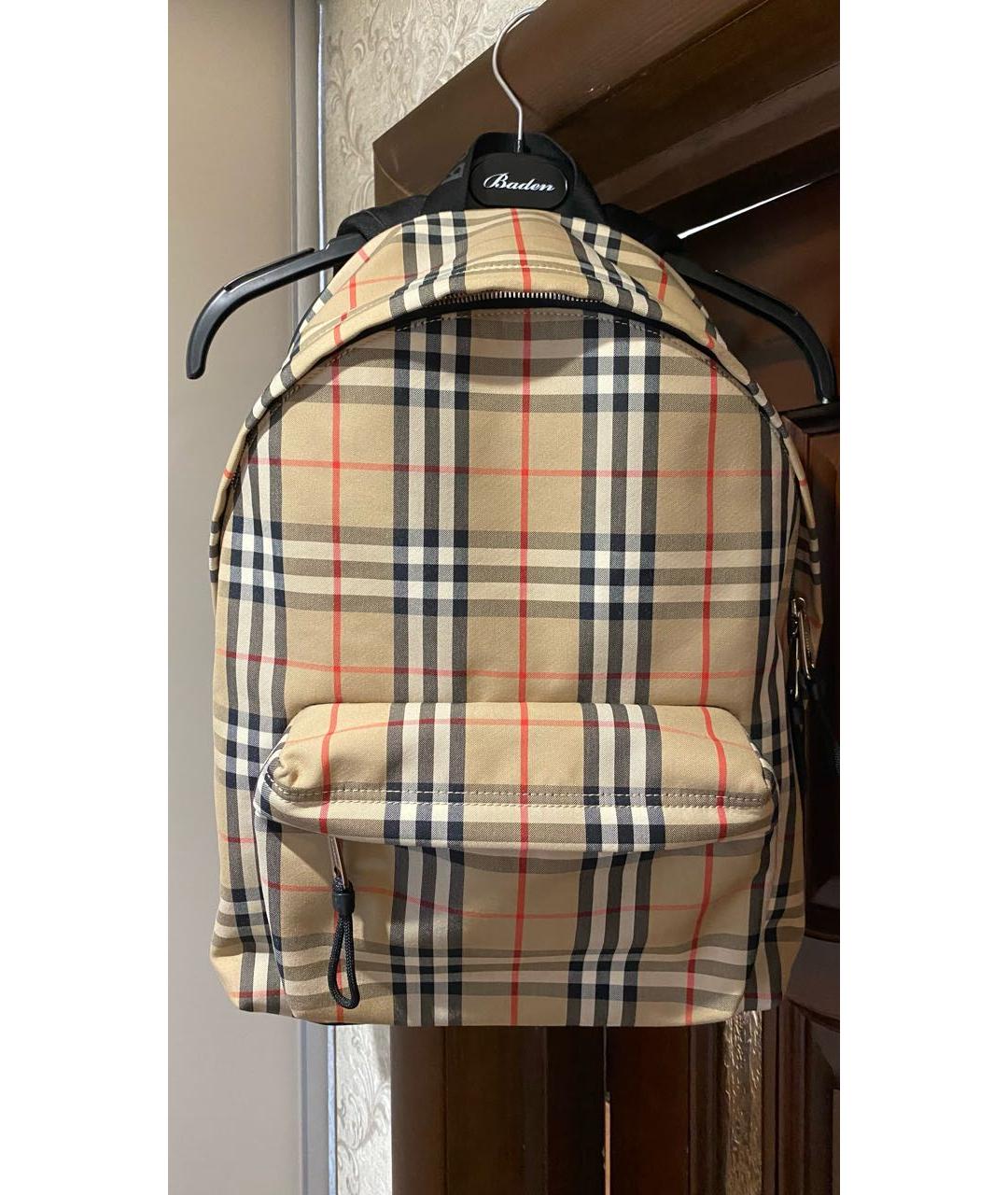 BURBERRY Бежевый нейлоновый рюкзак, фото 7