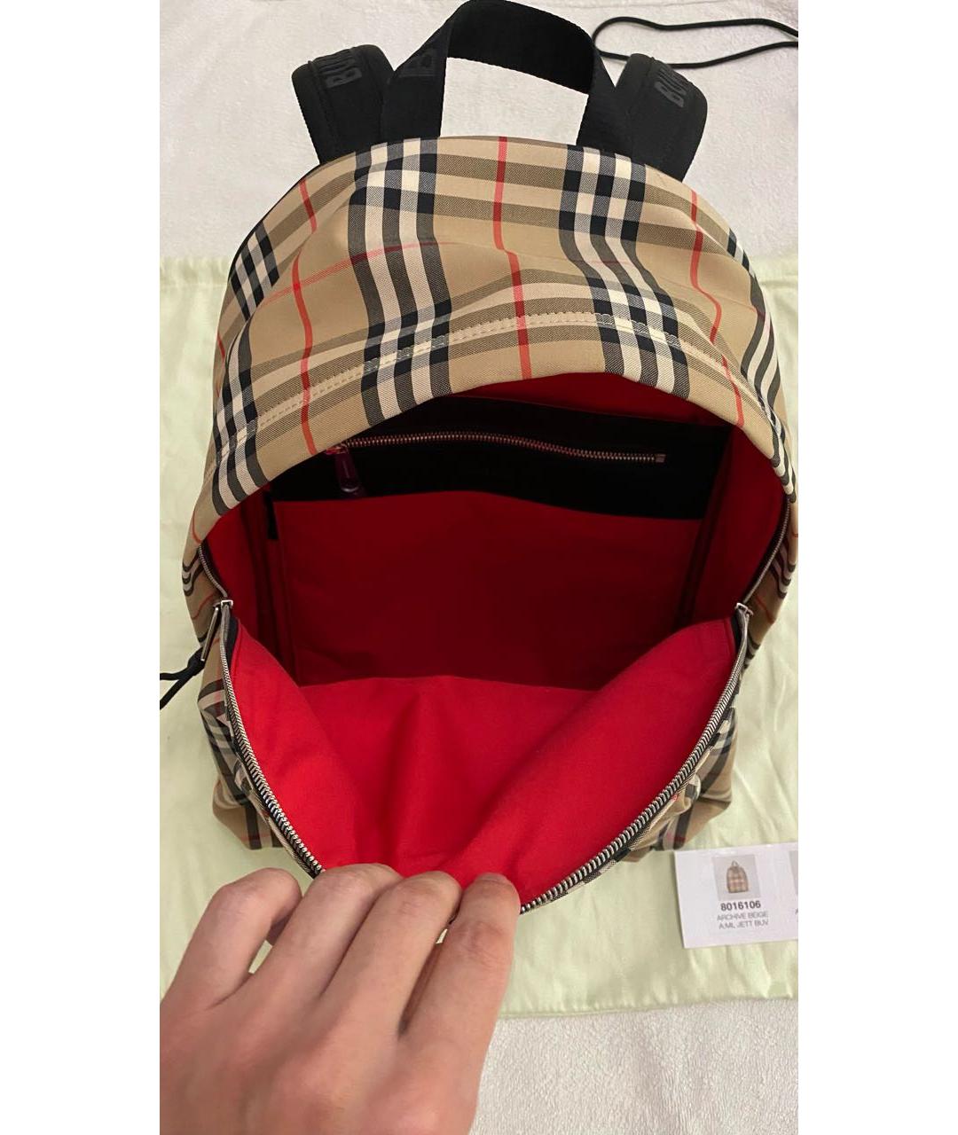BURBERRY Бежевый нейлоновый рюкзак, фото 5
