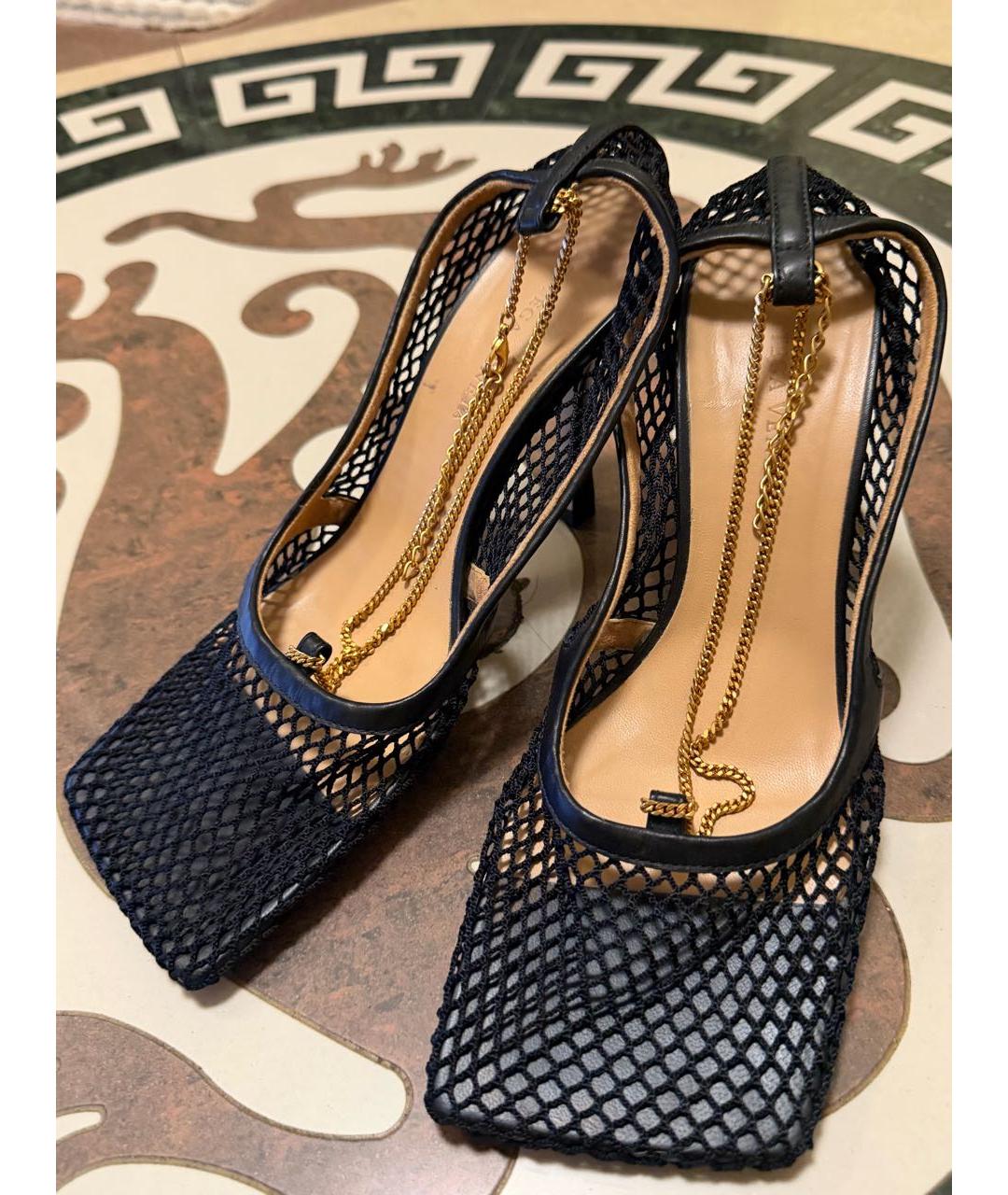 BOTTEGA VENETA Черные кожаные босоножки, фото 5