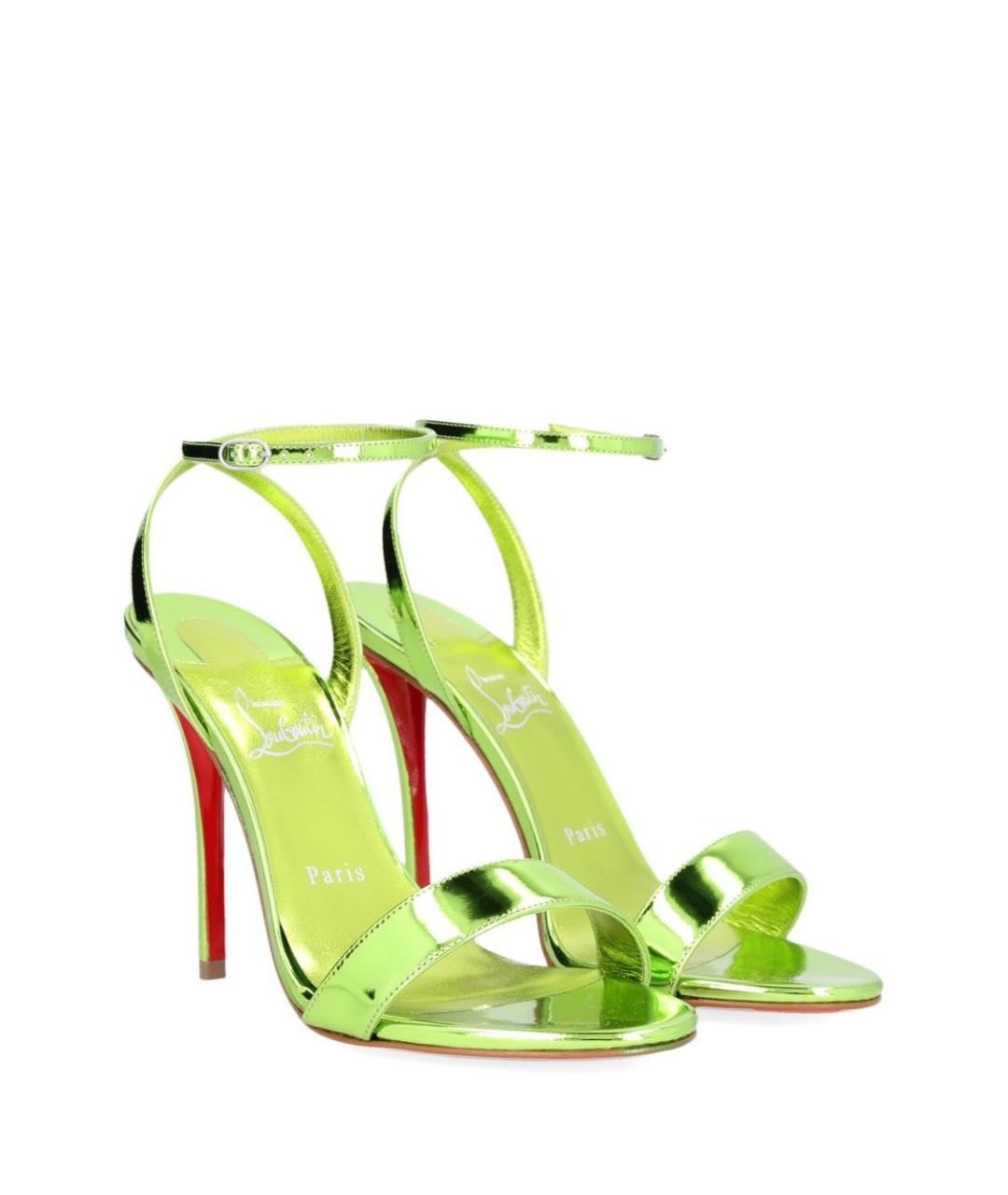 CHRISTIAN LOUBOUTIN Зеленые кожаные босоножки, фото 2