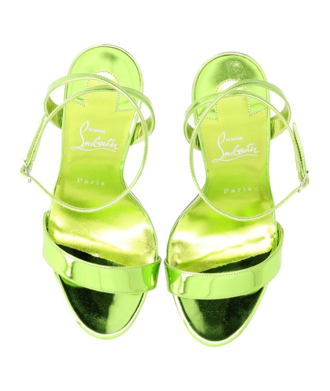 CHRISTIAN LOUBOUTIN Зеленые кожаные босоножки, фото 4
